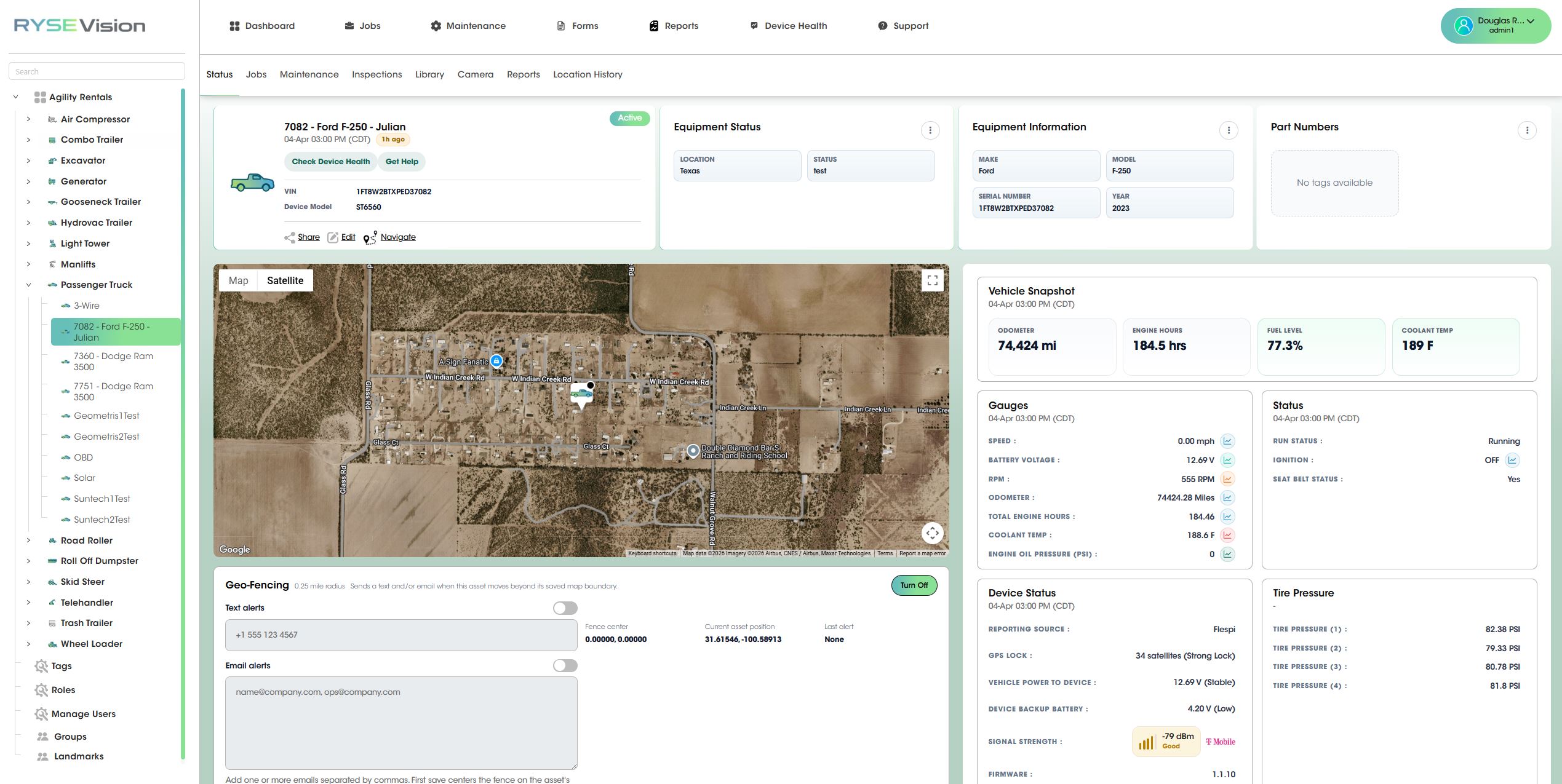 RyseVision fleet operations dashboard