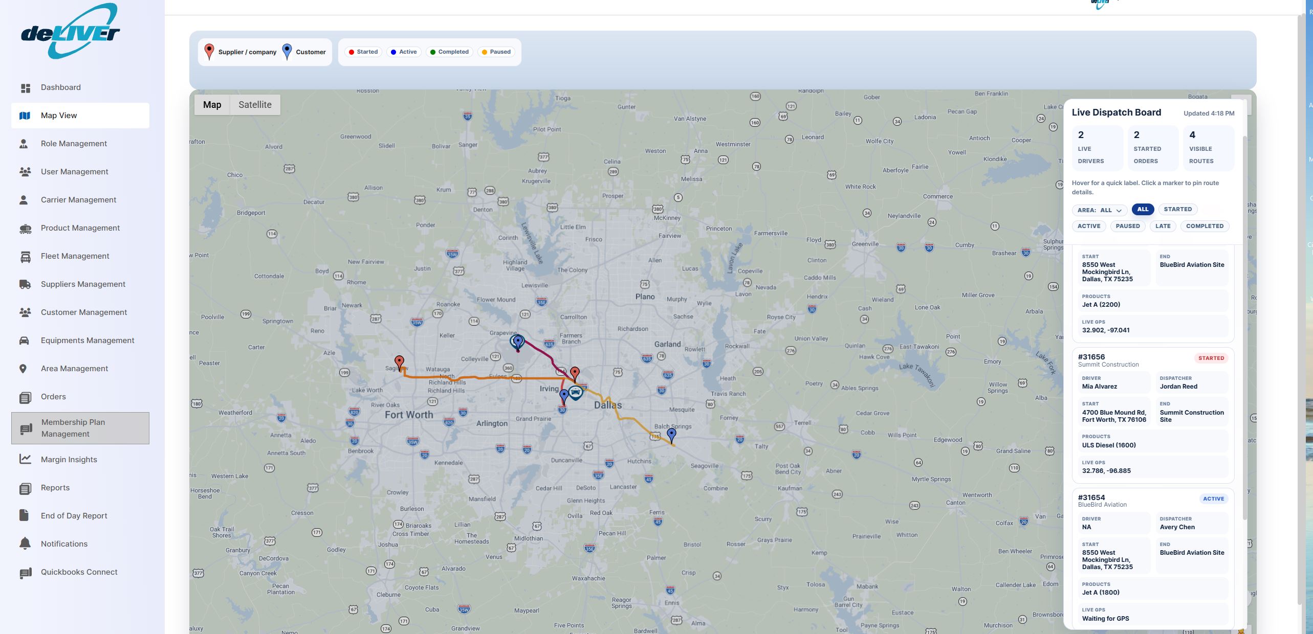 Deliver live fleet map